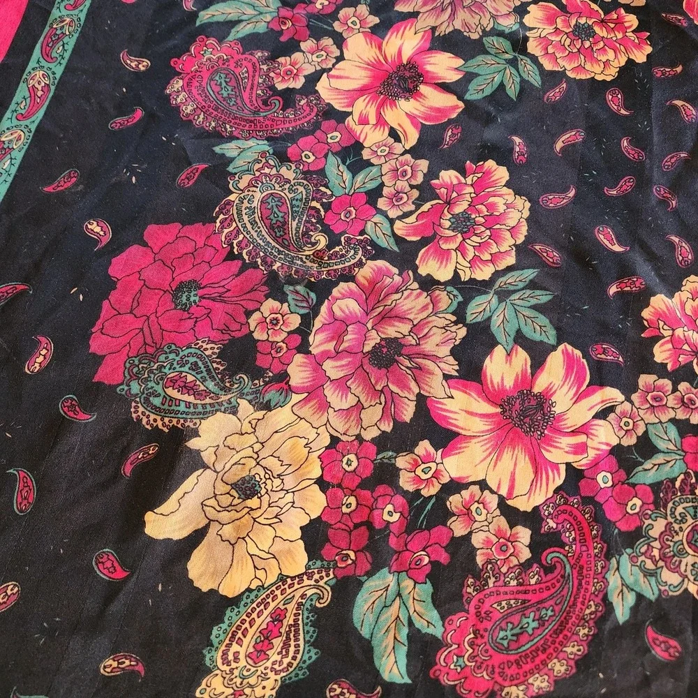 Vintage Silk? Floral Scarf Whimsigoth Retro Maximalist Glam Dark Moody Fairy Art